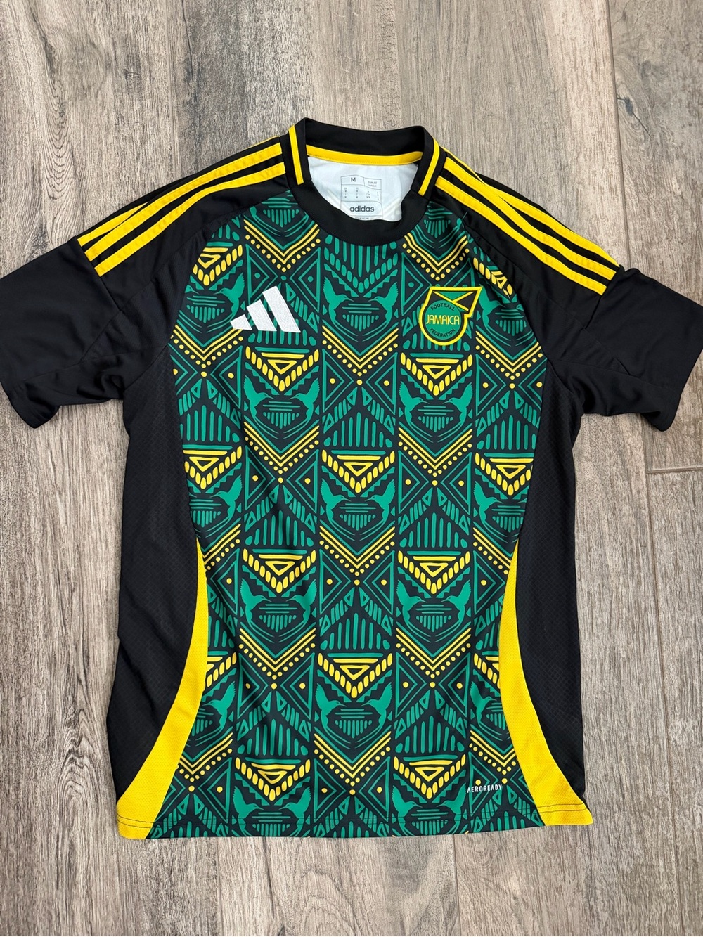 adidas Green, Black & Yellow Men's Football Jersey Med